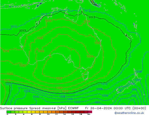 Bodendruck Spread ECMWF Fr 26.04.2024 00 UTC
