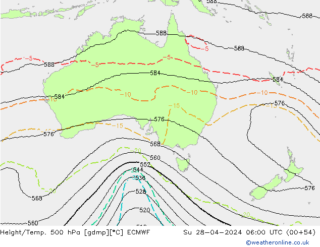 Yükseklik/Sıc. 500 hPa ECMWF Paz 28.04.2024 06 UTC