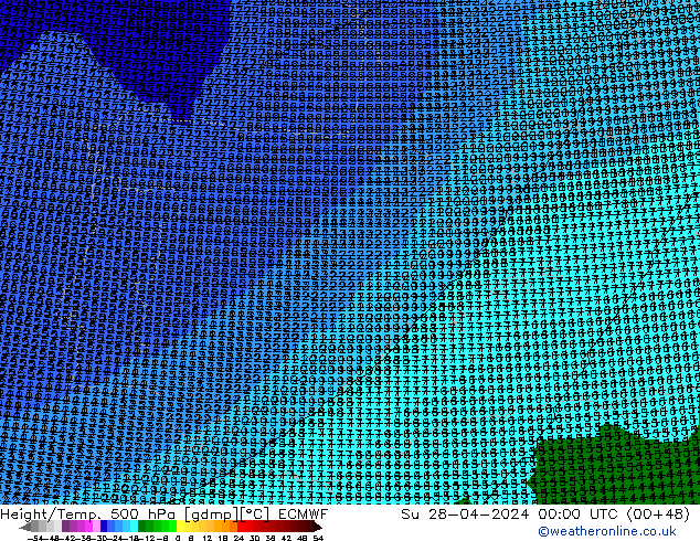 Height/Temp. 500 hPa ECMWF Su 28.04.2024 00 UTC