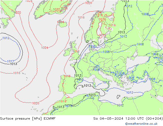 приземное давление ECMWF сб 04.05.2024 12 UTC