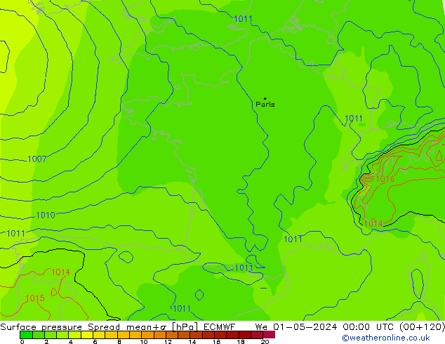 приземное давление Spread ECMWF ср 01.05.2024 00 UTC