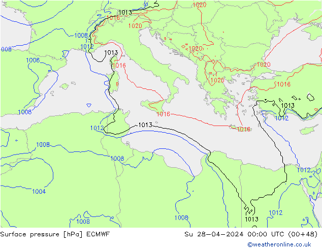 приземное давление ECMWF Вс 28.04.2024 00 UTC