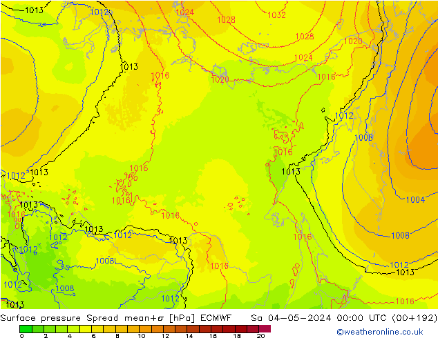 pression de l'air Spread ECMWF sam 04.05.2024 00 UTC