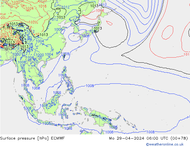 Yer basıncı ECMWF Pzt 29.04.2024 06 UTC