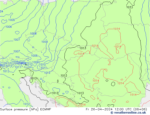 Atmosférický tlak ECMWF Pá 26.04.2024 12 UTC