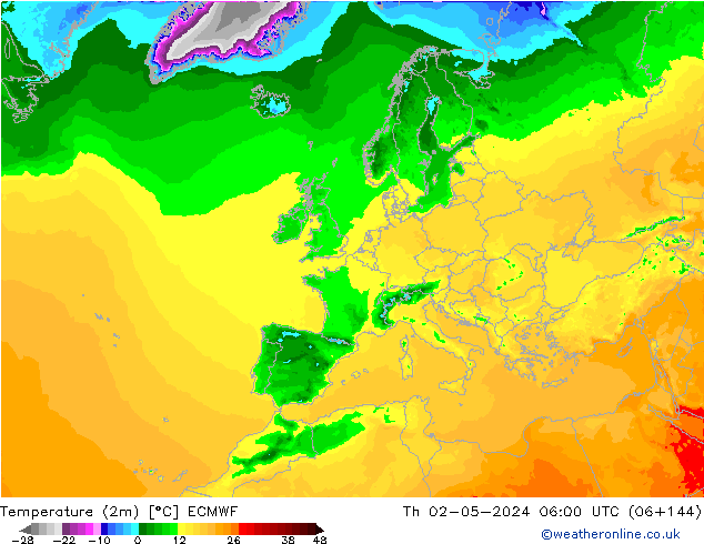 Temperaturkarte (2m) ECMWF Do 02.05.2024 06 UTC