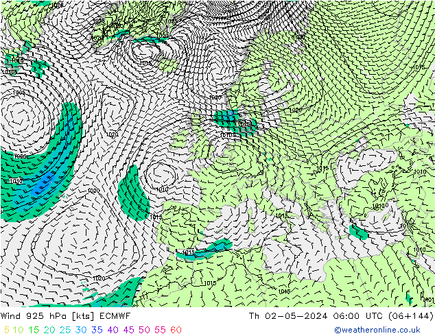 Wind 925 hPa ECMWF Do 02.05.2024 06 UTC