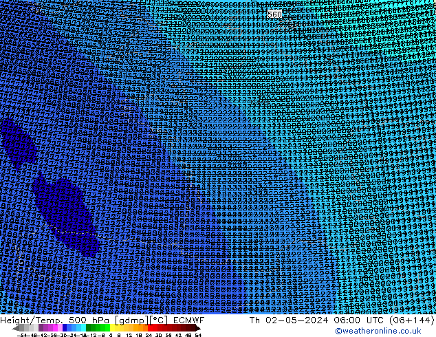 Height/Temp. 500 hPa ECMWF Th 02.05.2024 06 UTC