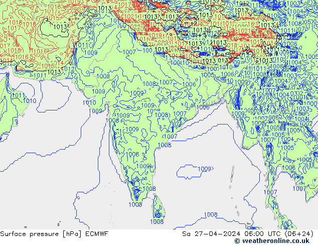 Luchtdruk (Grond) ECMWF za 27.04.2024 06 UTC