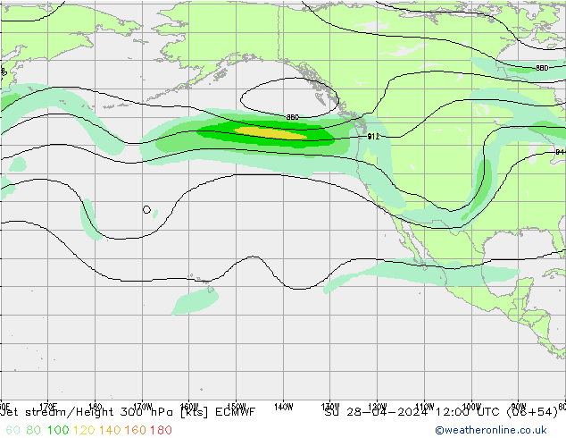 Jet stream/Height 300 hPa ECMWF Su 28.04.2024 12 UTC