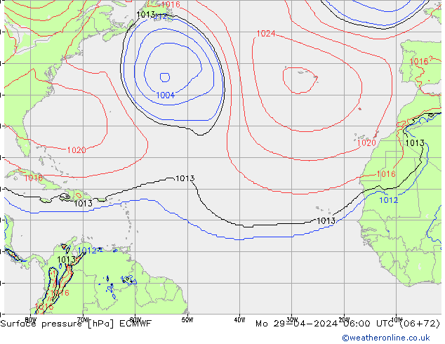 Bodendruck ECMWF Mo 29.04.2024 06 UTC