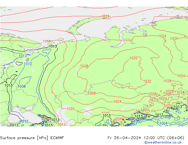 pression de l'air ECMWF ven 26.04.2024 12 UTC