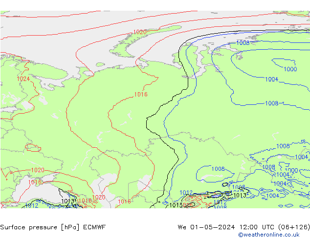 Yer basıncı ECMWF Çar 01.05.2024 12 UTC