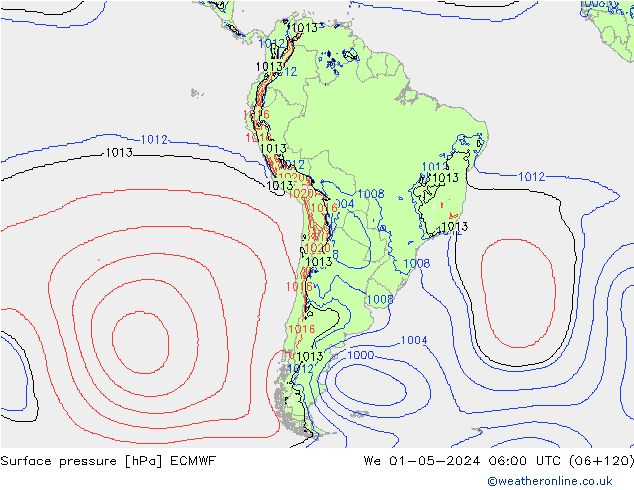 pression de l'air ECMWF mer 01.05.2024 06 UTC