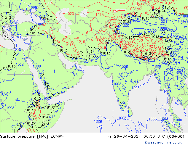 приземное давление ECMWF пт 26.04.2024 06 UTC