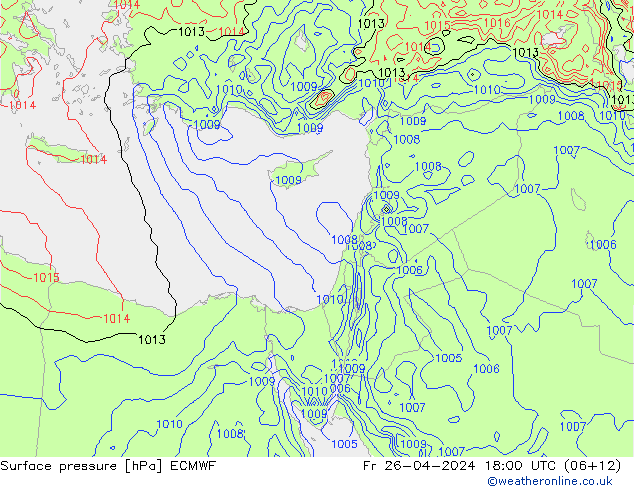 Surface pressure ECMWF Fr 26.04.2024 18 UTC