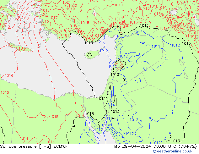 Luchtdruk (Grond) ECMWF ma 29.04.2024 06 UTC