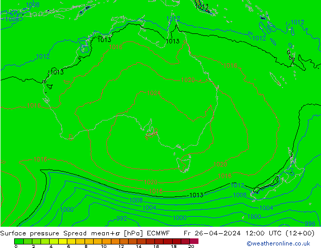 приземное давление Spread ECMWF пт 26.04.2024 12 UTC