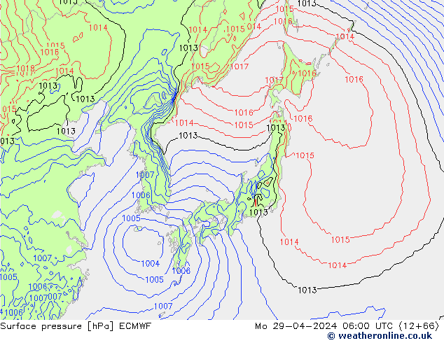 Surface pressure ECMWF Mo 29.04.2024 06 UTC