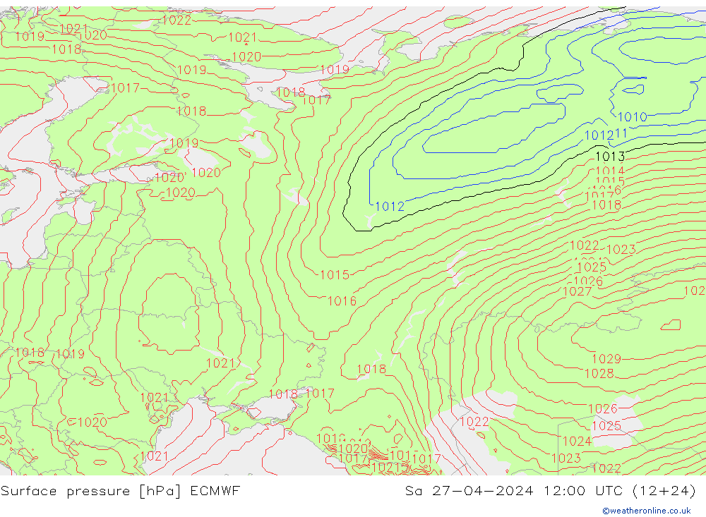pressão do solo ECMWF Sáb 27.04.2024 12 UTC