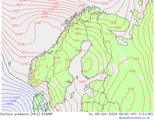 Bodendruck ECMWF So 28.04.2024 00 UTC