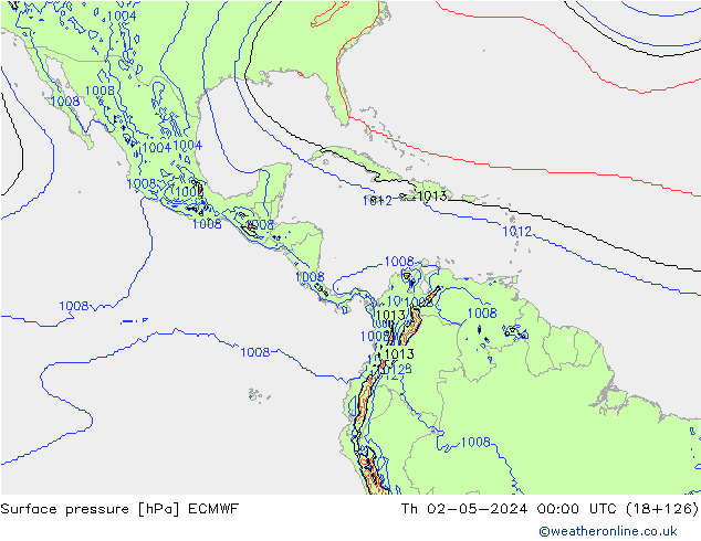 Pressione al suolo ECMWF gio 02.05.2024 00 UTC