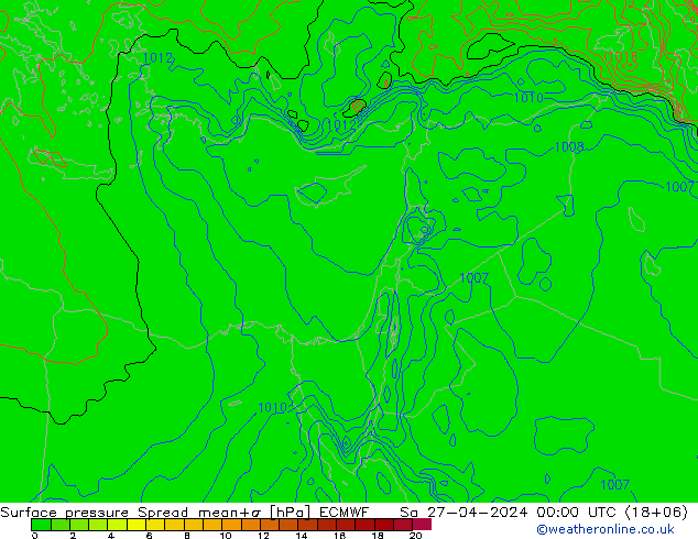 ciśnienie Spread ECMWF so. 27.04.2024 00 UTC