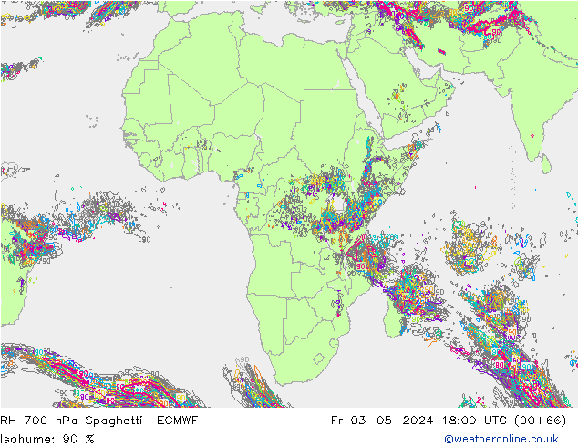 RH 700 hPa Spaghetti ECMWF Fr 03.05.2024 18 UTC