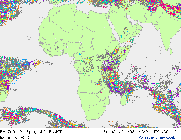 Humedad rel. 700hPa Spaghetti ECMWF dom 05.05.2024 00 UTC