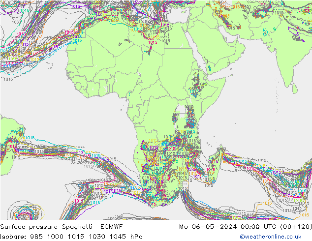 Atmosférický tlak Spaghetti ECMWF Po 06.05.2024 00 UTC