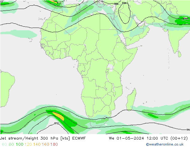 Corrente a getto ECMWF mer 01.05.2024 12 UTC