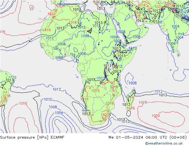 Yer basıncı ECMWF Çar 01.05.2024 06 UTC