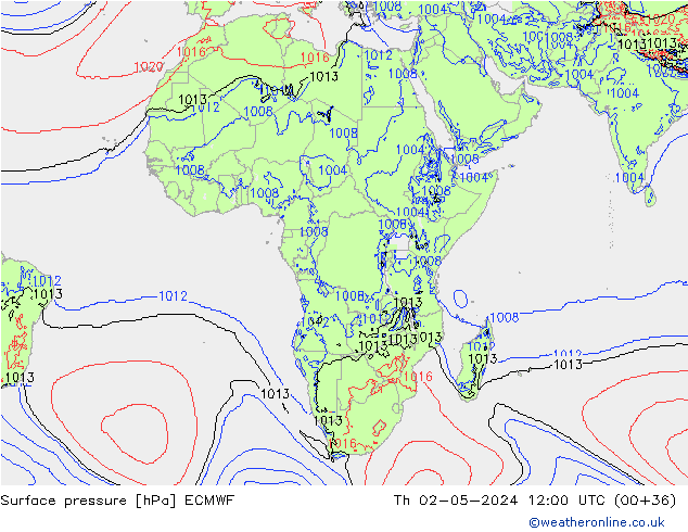 Pressione al suolo ECMWF gio 02.05.2024 12 UTC