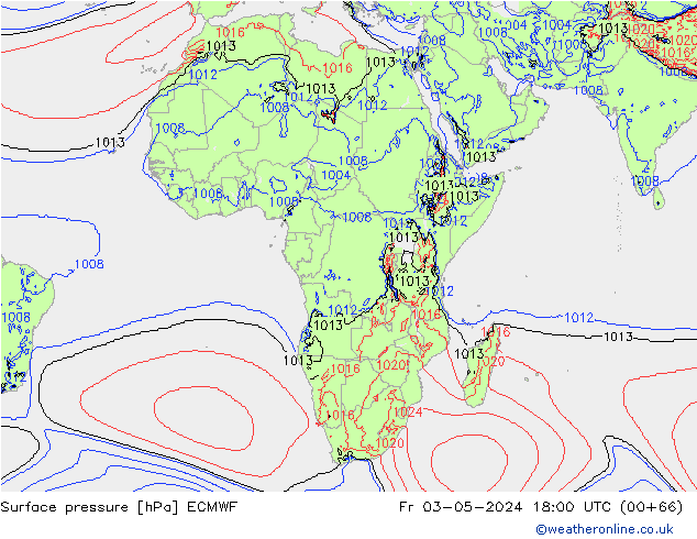 Yer basıncı ECMWF Cu 03.05.2024 18 UTC