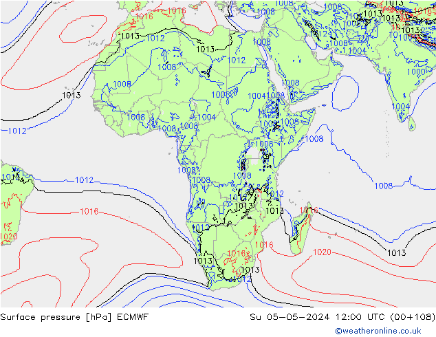 Surface pressure ECMWF Su 05.05.2024 12 UTC