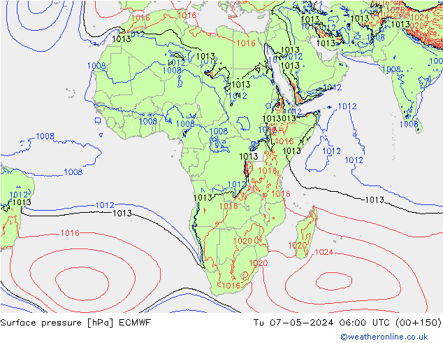 pressão do solo ECMWF Ter 07.05.2024 06 UTC