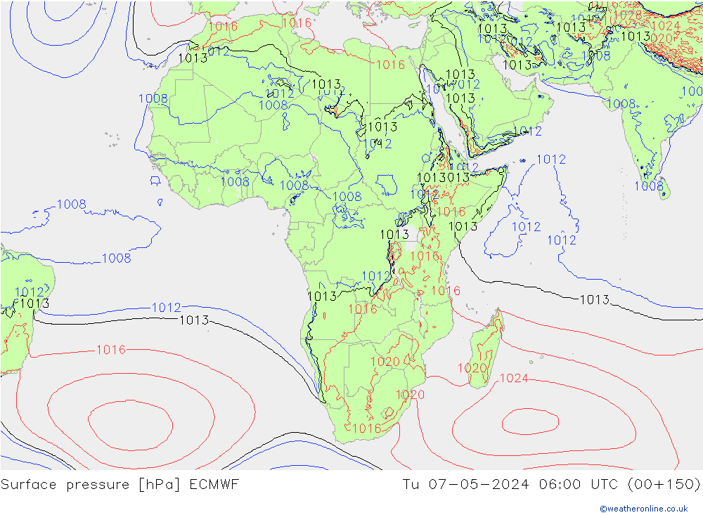 Luchtdruk (Grond) ECMWF di 07.05.2024 06 UTC