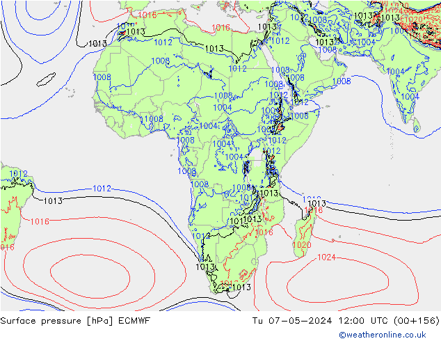 Yer basıncı ECMWF Sa 07.05.2024 12 UTC