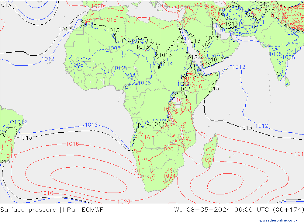 pression de l'air ECMWF mer 08.05.2024 06 UTC