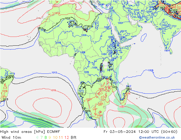 High wind areas ECMWF  03.05.2024 12 UTC