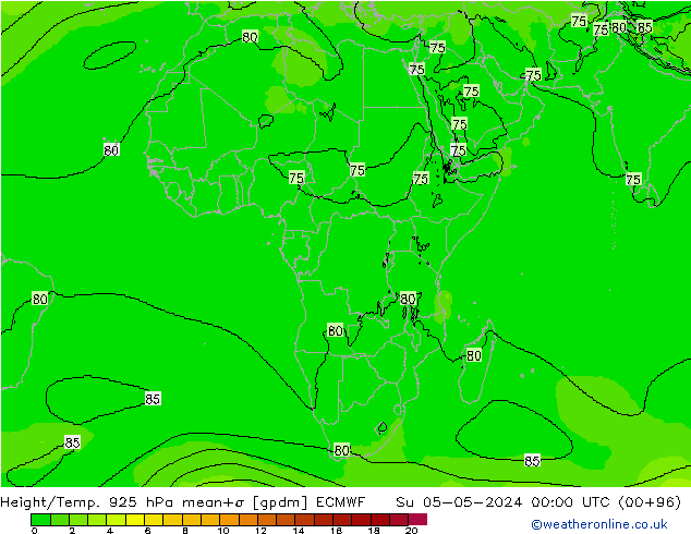 Height/Temp. 925 hPa ECMWF dom 05.05.2024 00 UTC