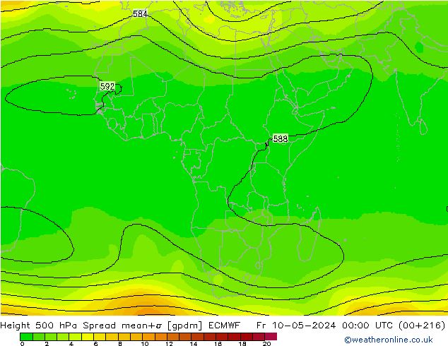 Height 500 hPa Spread ECMWF Pá 10.05.2024 00 UTC