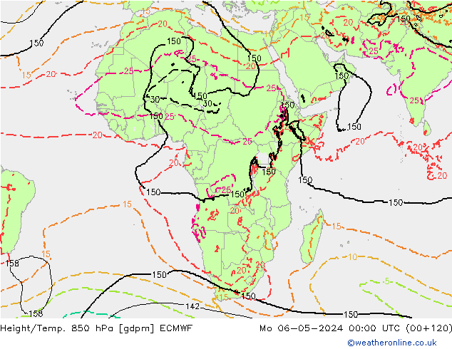 Height/Temp. 850 hPa ECMWF Seg 06.05.2024 00 UTC