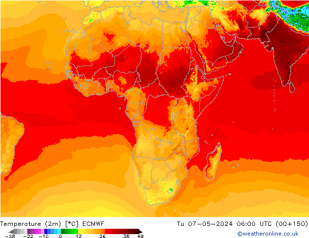 Temperature (2m) ECMWF Út 07.05.2024 06 UTC