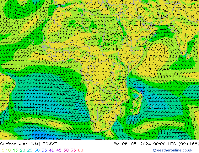 Vent 10 m ECMWF mer 08.05.2024 00 UTC