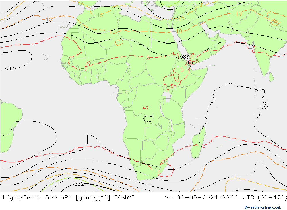 Height/Temp. 500 hPa ECMWF Po 06.05.2024 00 UTC