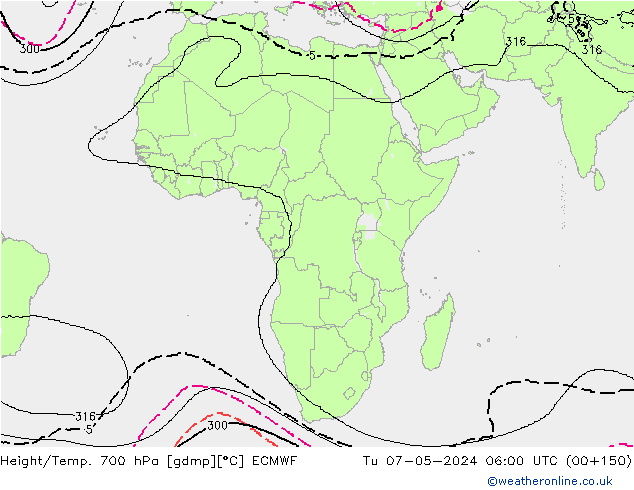 Height/Temp. 700 hPa ECMWF  07.05.2024 06 UTC