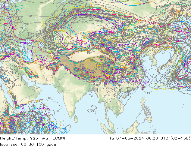 Height/Temp. 925 hPa ECMWF Tu 07.05.2024 06 UTC