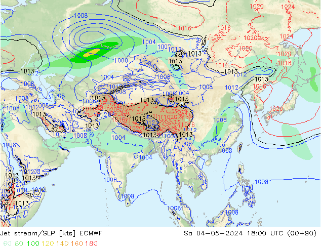 Jet stream/SLP ECMWF Sa 04.05.2024 18 UTC