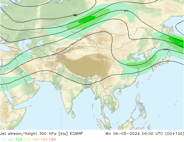 Jet stream/Height 300 hPa ECMWF Mo 06.05.2024 06 UTC